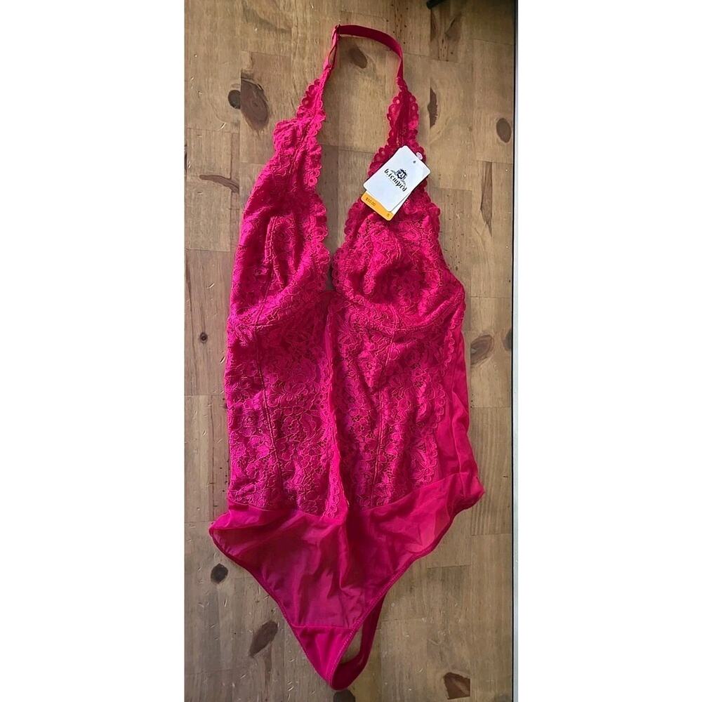 B.tempt'd Wacoal Persian RED Nighty Sexy lace thong bodysuit Small NWT